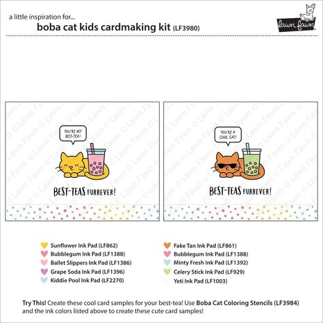 Lawn Fawn Boba Cat Kids Cardmaking Kit (LF3980) Lawn Fawn Boba Cat Kids Cardmaking Kit (LF3980)
