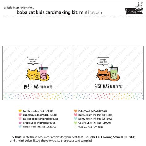 Lawn Fawn Boba Cat Kids Cardmaking Kit Mini (LF3981) Lawn Fawn Boba Cat Kids Cardmaking Kit Mini (LF3981)