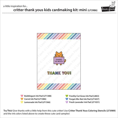 Lawn Fawn Critter Thank Yous Kids Cardmaking Kit Mini (LF3986) Lawn Fawn Critter Thank Yous Kids Cardmaking Kit Mini (LF3986)
