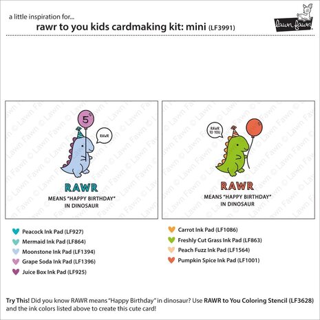 Lawn Fawn Rawr To You Kids Cardmaking Kit Mini (LF3991) Lawn Fawn Rawr To You Kids Cardmaking Kit Mini (LF3991)