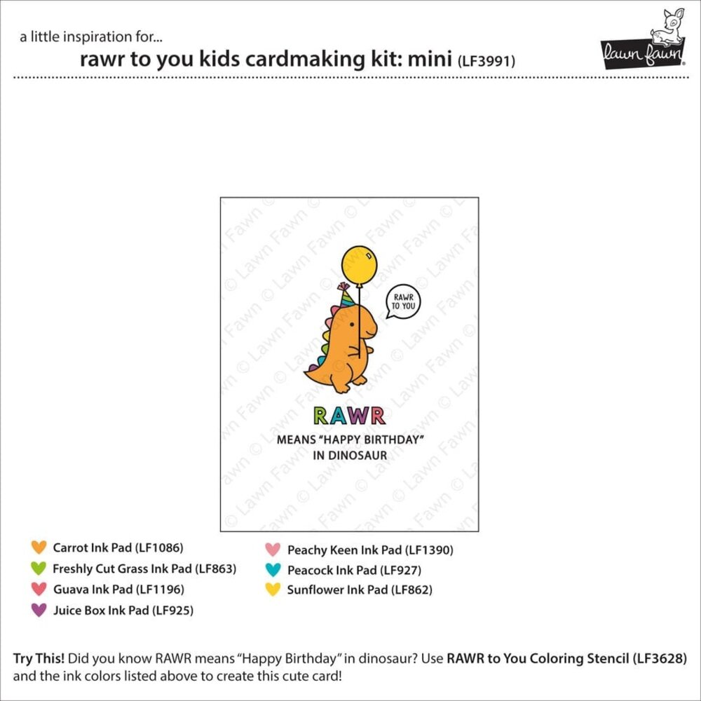 Lawn Fawn Rawr To You Kids Cardmaking Kit Mini (LF3991) Lawn Fawn Rawr To You Kids Cardmaking Kit Mini (LF3991)