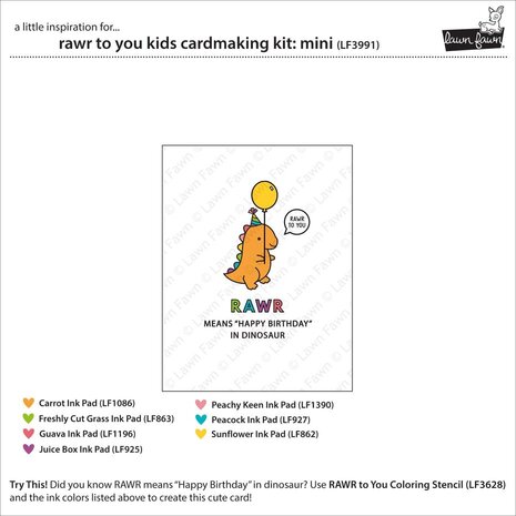 Lawn Fawn Rawr To You Kids Cardmaking Kit Mini (LF3991) Lawn Fawn Rawr To You Kids Cardmaking Kit Mini (LF3991)