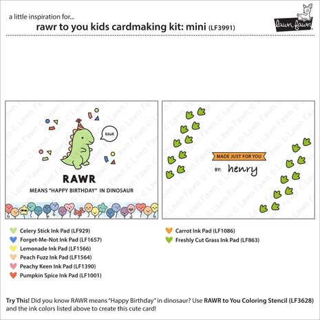 Lawn Fawn Rawr To You Kids Cardmaking Kit Mini (LF3991) Lawn Fawn Rawr To You Kids Cardmaking Kit Mini (LF3991)