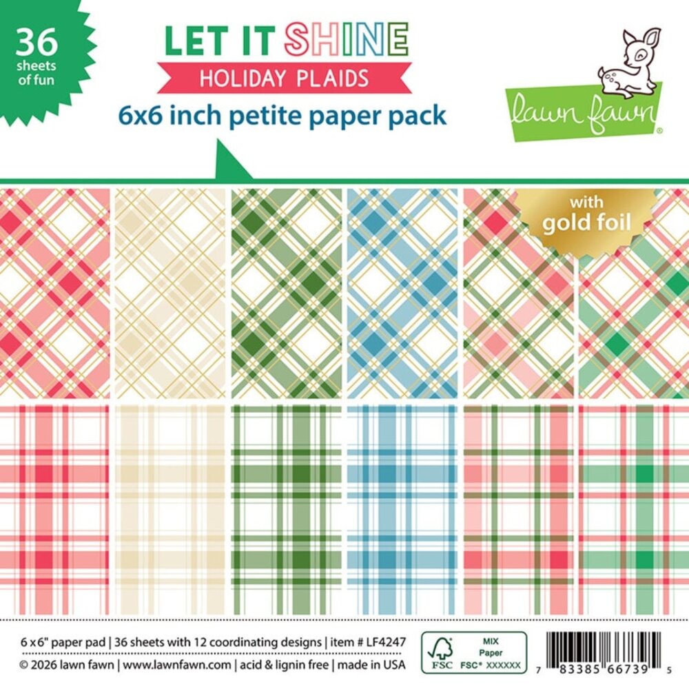 Lawn Fawn Let It Shine Holiday Plaids 6x6 Inch Petite Paper Pack (LF4247) Lawn Fawn Let It Shine Holiday Plaids 6x6 Inch Petite Paper Pack (LF4247)
