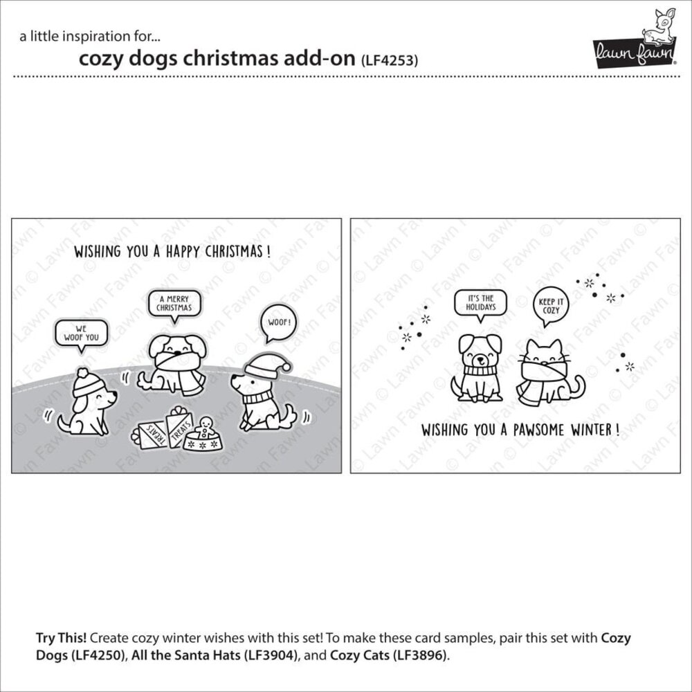 Lawn Fawn Cozy Dogs Christmas Add-On Clear Stamps (LF4253)