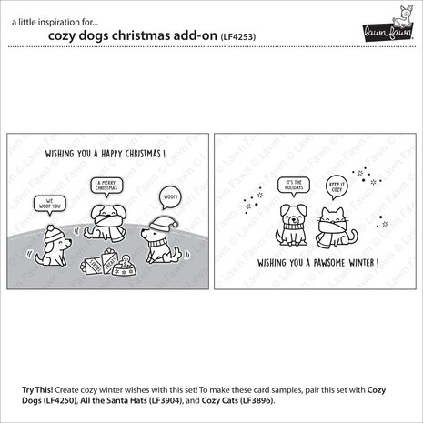 Lawn Fawn Cozy Dogs Christmas Add-On Clear Stamps (LF4253)