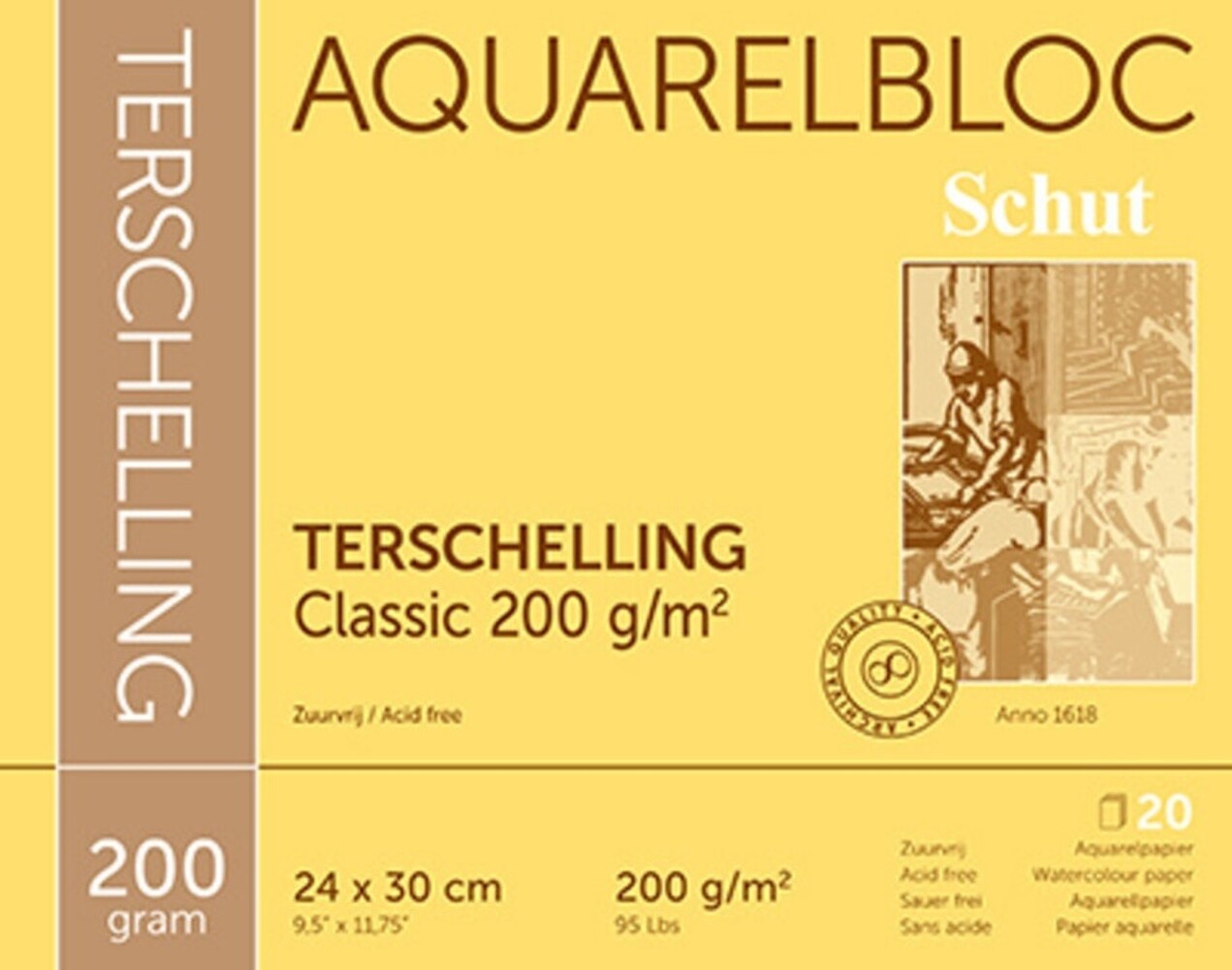 Schut Terschelling Aquarelbloc Classic 24x30cm 200gr/m2 (SCH21025) Schut Terschelling Aquarelbloc Classic 24x30cm 200gr/m2 (SCH21025)
