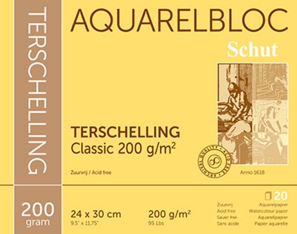 Schut Terschelling Aquarelbloc Classic 24x30cm 200gr/m2 (SCH21025) Schut Terschelling Aquarelbloc Classic 24x30cm 200gr/m2 (SCH21025)