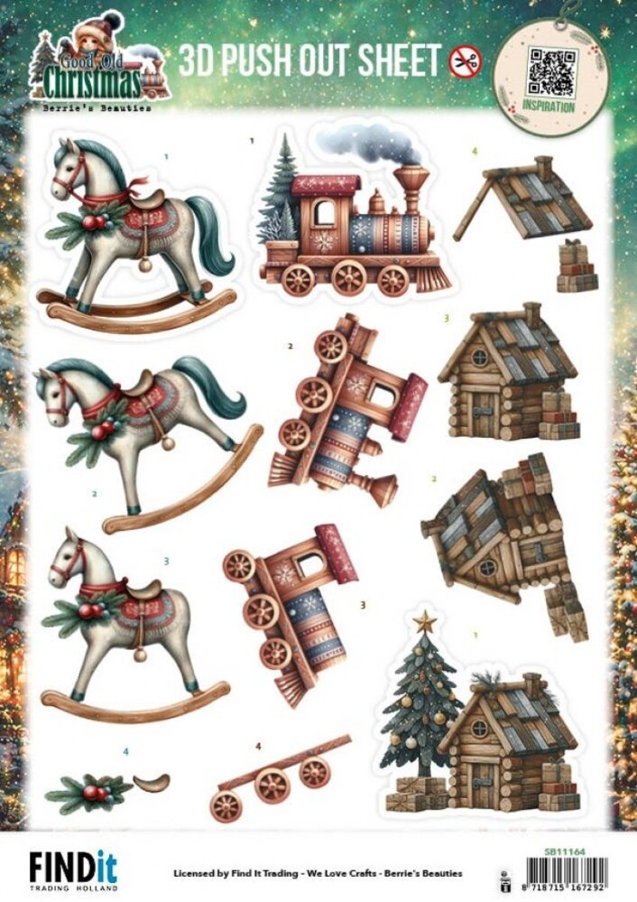 Berrie's Beauties Good Old Christmas 3D Push Out Christmas Toys (SB11164) Berrie's Beauties Good Old Christmas 3D Push Out Christmas Toys (SB11164)