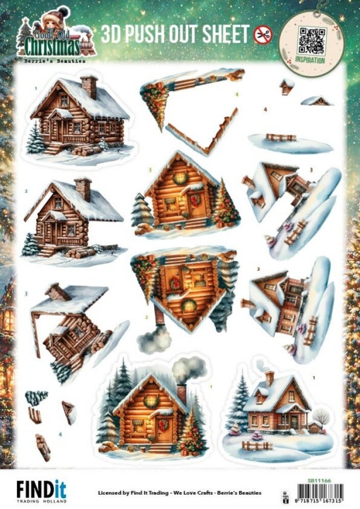 Berrie's Beauties Good Old Christmas 3D Push Out Houses (SB11166) Berrie's Beauties Good Old Christmas 3D Push Out Houses (SB11166)