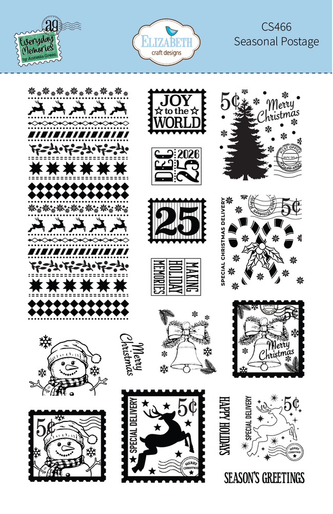 Elizabeth Craft Designs Comfy Cozy A5 Clear Stamps Seasonal Postage (CS466) Elizabeth Craft Designs Comfy Cozy A5 Clear Stamps Seasonal Postage (CS466)