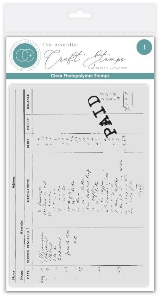Craft Consortium PRE-ORDER Old Ledger A6 Clear Stamp Old Receipt (CCESTMP021) Craft Consortium PRE-ORDER Old Ledger A6 Clear Stamp Old Receipt (CCESTMP021)