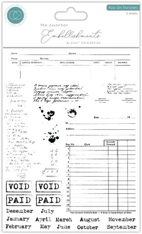 Craft Consortium PRE-ORDER Old Ledger Premium Rub-on Transfers Set (CERUBT003) Craft Consortium PRE-ORDER Old Ledger Premium Rub-on Transfers Set (CERUBT003)