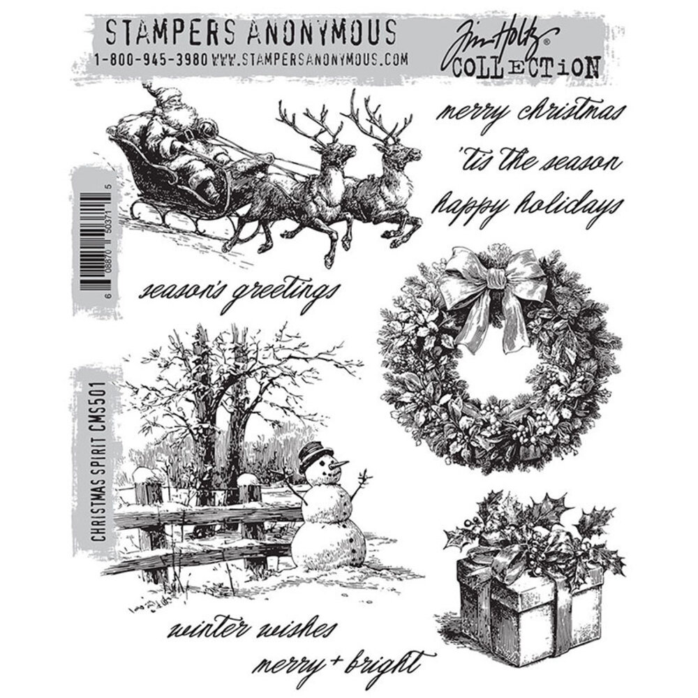 Stampers Anonymous PRE-ORDER Cling Stamps Christmas Spirit (CMS501) Stampers Anonymous PRE-ORDER Cling Stamps Christmas Spirit (CMS501)
