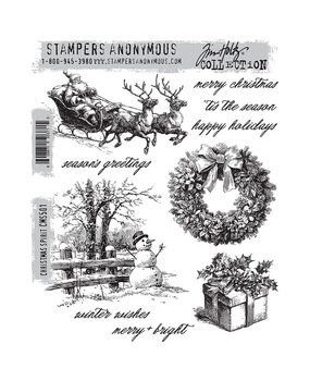 Stampers Anonymous Cling Stamps Christmas Spirit (CMS501) Stampers Anonymous Cling Stamps Christmas Spirit (CMS501)
