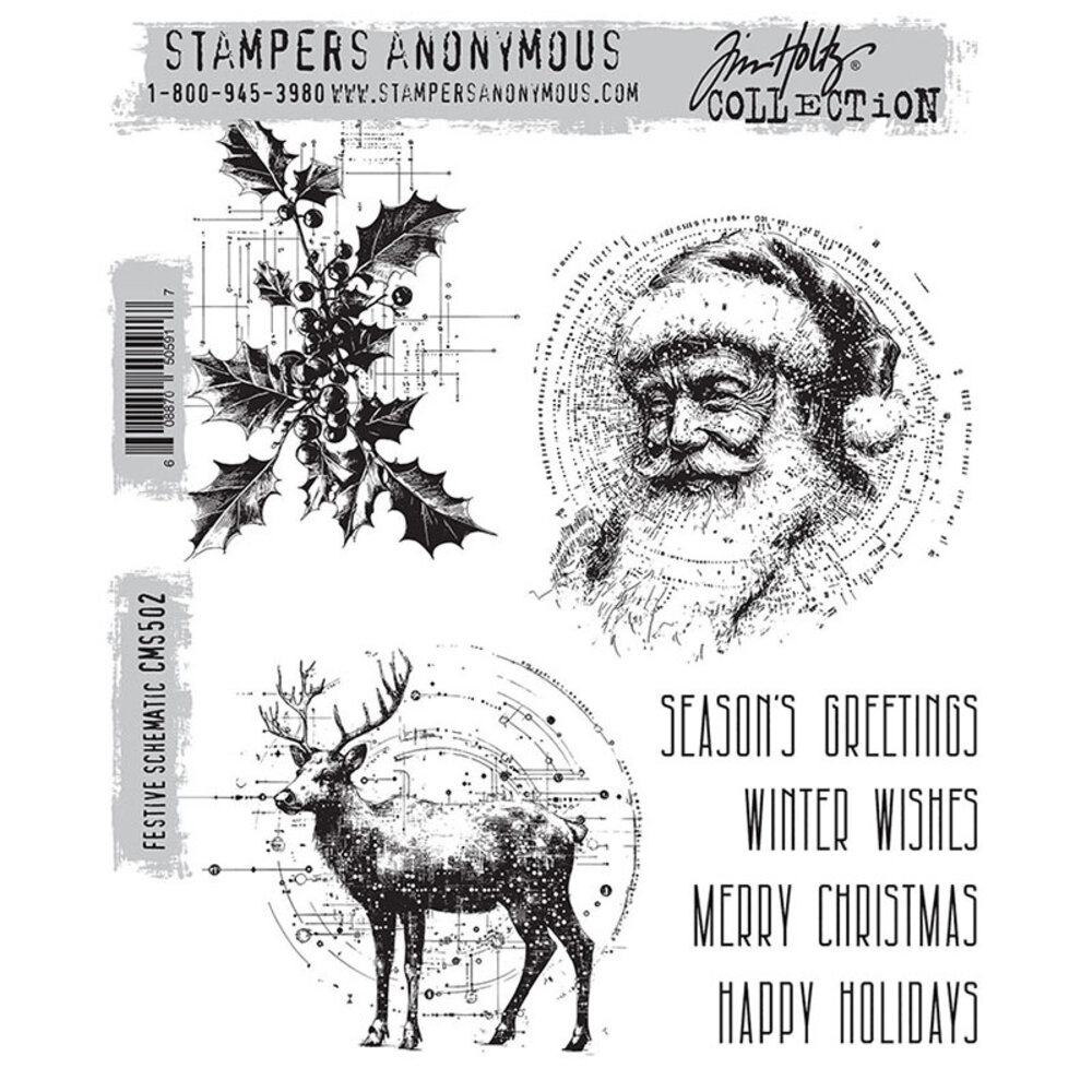 Stampers Anonymous PRE-ORDER Cling Stamps Festive Schematic (CMS502) Stampers Anonymous PRE-ORDER Cling Stamps Festive Schematic (CMS502)