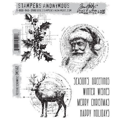 Stampers Anonymous PRE-ORDER Cling Stamps Festive Schematic (CMS502) Stampers Anonymous PRE-ORDER Cling Stamps Festive Schematic (CMS502)