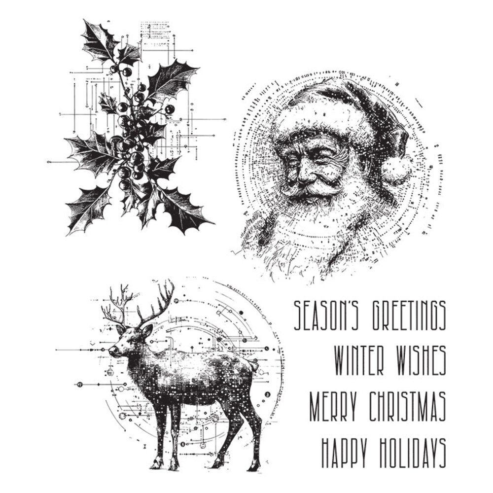 Stampers Anonymous PRE-ORDER Cling Stamps Festive Schematic (CMS502) Stampers Anonymous PRE-ORDER Cling Stamps Festive Schematic (CMS502)