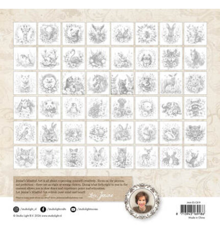Studio Light Jenine's Mindful Art 8x8 Inch Coloring Book Serene Animals (JMA-ES-CB19) Studio Light Jenine's Mindful Art 8x8 Inch Coloring Book Serene Animals (JMA-ES-CB19)