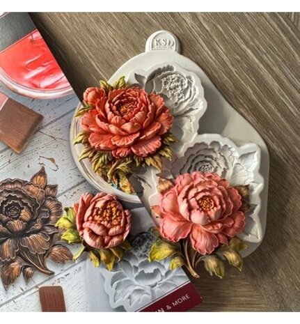 Cosmic Shimmer Silicone Mould Sculpted Peonies (CF0172-CS)