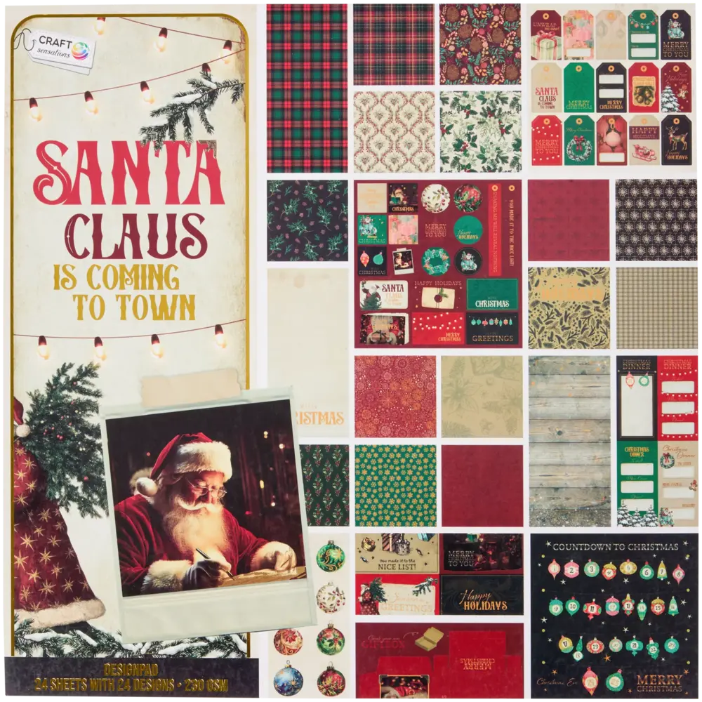 Craft Sensations Santa Claus is Coming to Towm 12x12 Inch Paper Pad (3224848) Craft Sensations Santa Claus is Coming to Towm 12x12 Inch Paper Pad (3224848)