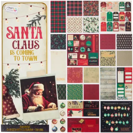 Craft Sensations Santa Claus is Coming to Towm 12x12 Inch Paper Pad (3224848) Craft Sensations Santa Claus is Coming to Towm 12x12 Inch Paper Pad (3224848)