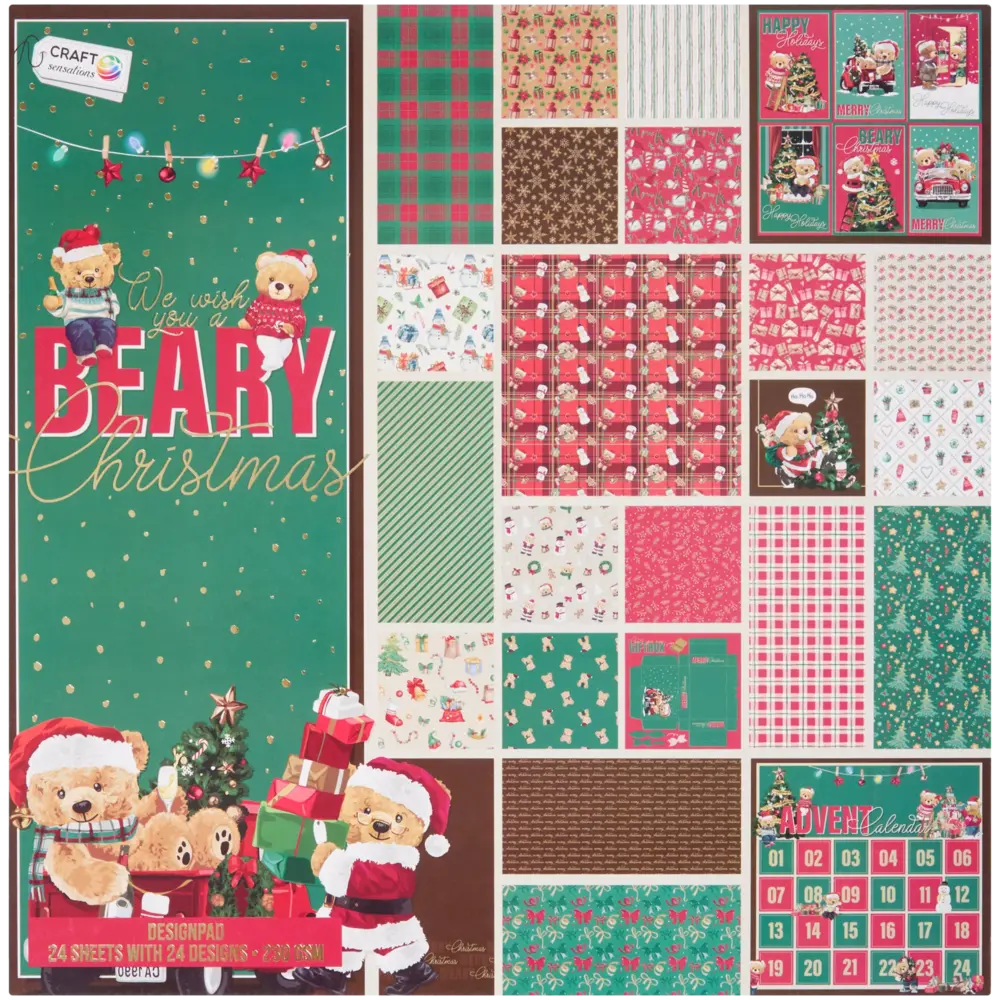 Craft Sensations We Wish You a Beary Christmas 12x12 Inch Paper Pad (3224848) Craft Sensations We Wish You a Beary Christmas 12x12 Inch Paper Pad (3224848)
