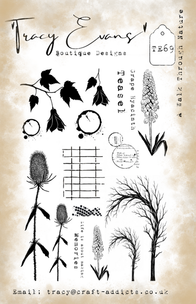 Tracy Evans A Walk Through Nature A5 Clear Stamp (TE069) Tracy Evans A Walk Through Nature A5 Clear Stamp (TE069)