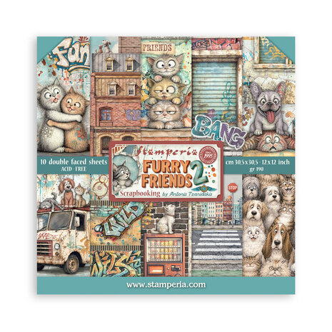 Stamperia Furry Friends 2 12x12 Inch Paper Pack (SBBL194)