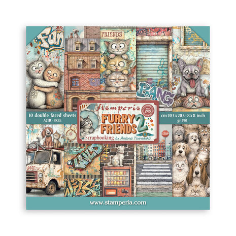 Stamperia Furry Friends 2 8x8 Inch Paper Pack (SBBS150)