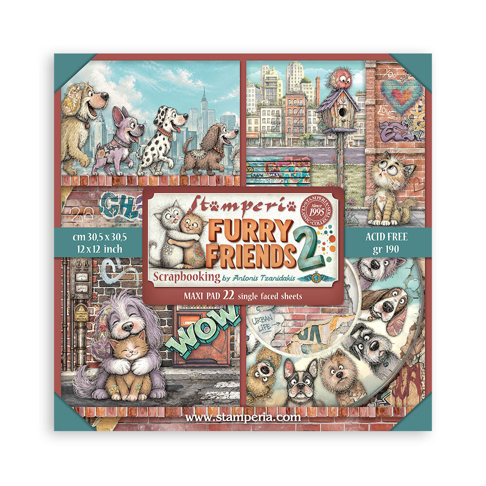 Stamperia Furry Friends 2 12x12 Inch Single Face Paper Pack (SBBXLB41)