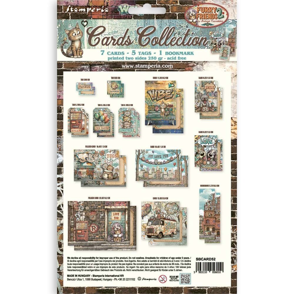 Stamperia Furry Friends 2 Cards Collection (SBCARD52)