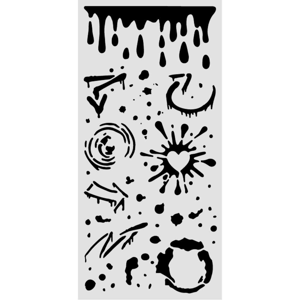 Stamperia Furry Friends 2 Thick Stencils 12x25cm Ink Splatters (KSTDL182)