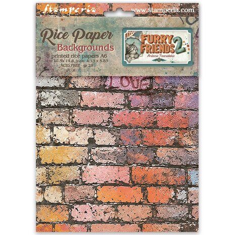 Stamperia Furry Friends 2 A6 Rice Paper Backgrounds Selection (DFSAK6064)