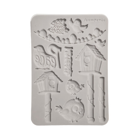 Stamperia Furry Friends 2 A5 Silicon Mould Birds (KACMA625)