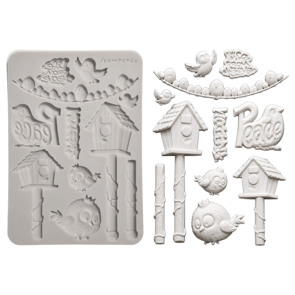 Stamperia Furry Friends 2 A5 Silicon Mould Birds (KACMA625)