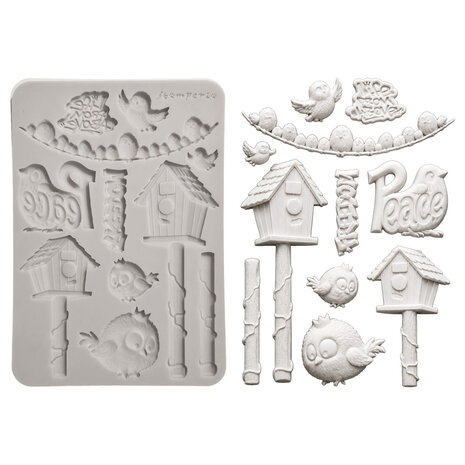 Stamperia Furry Friends 2 A5 Silicon Mould Birds (KACMA625)
