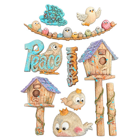 Stamperia Furry Friends 2 A5 Silicon Mould Birds (KACMA625)