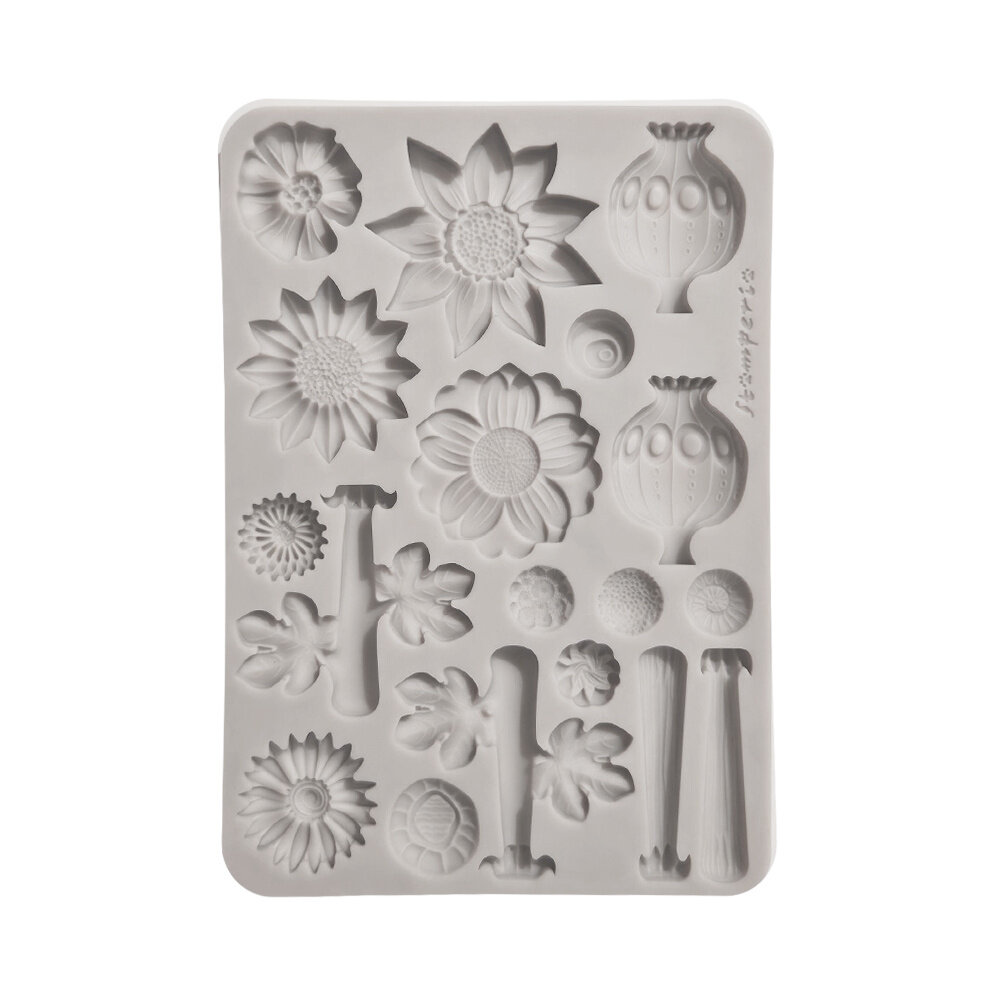 Stamperia Furry Friends 2 A5 Silicon Mould Flowers (KACMA628)