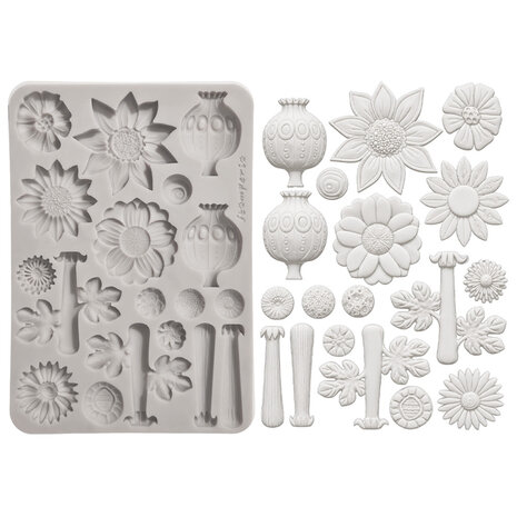 Stamperia Furry Friends 2 A5 Silicon Mould Flowers (KACMA628)