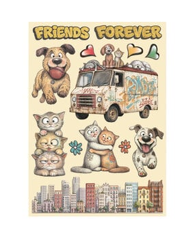Stamperia Furry Friends 2 Wooden Shapes A5 (KLSP211)