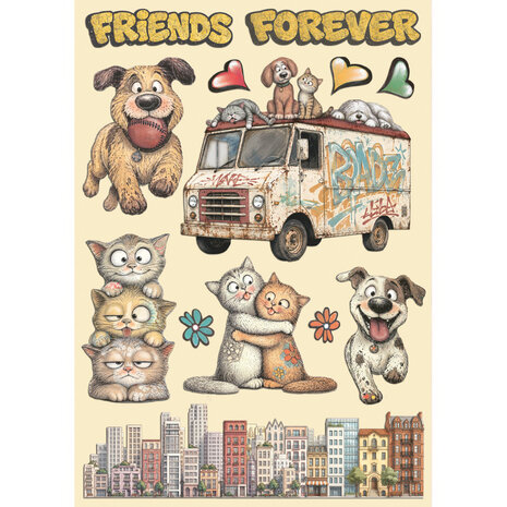 Stamperia Furry Friends 2 Wooden Shapes A5 (KLSP211)