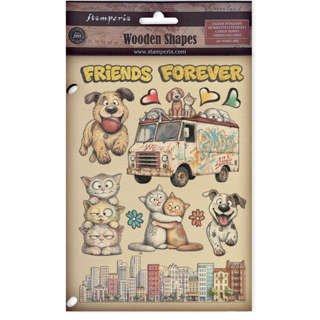 Stamperia Furry Friends 2 Wooden Shapes A5 (KLSP211)