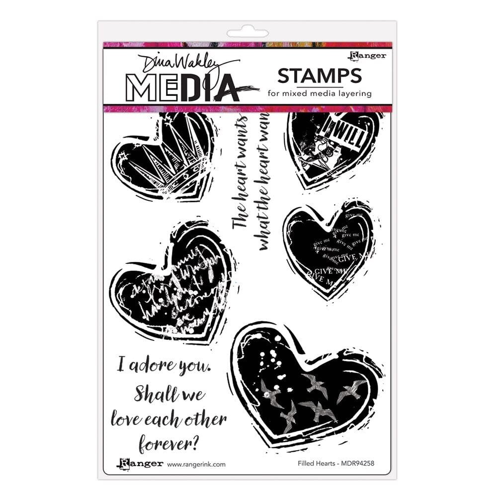 Dina Wakley MEdia PRE-ORDER Cling Stamps Filled Hearts (MDR94258) Dina Wakley MEdia PRE-ORDER Cling Stamps Filled Hearts (MDR94258)