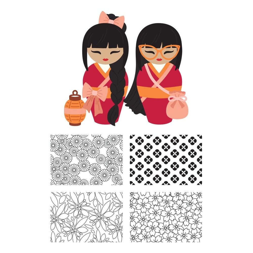 Spellbinders PRE-ORDER Autumn in Kyoto Autumn Kokeshi Dolls Stamp & Die Set (SDS-239) Spellbinders PRE-ORDER Autumn in Kyoto Autumn Kokeshi Dolls Stamp & Die Set (SDS-239)