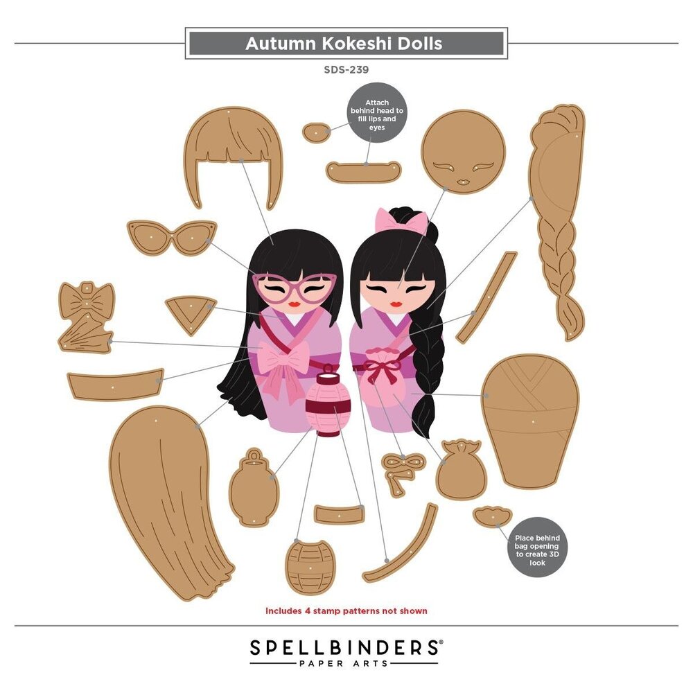 Spellbinders PRE-ORDER Autumn in Kyoto Autumn Kokeshi Dolls Stamp & Die Set (SDS-239) Spellbinders PRE-ORDER Autumn in Kyoto Autumn Kokeshi Dolls Stamp & Die Set (SDS-239)
