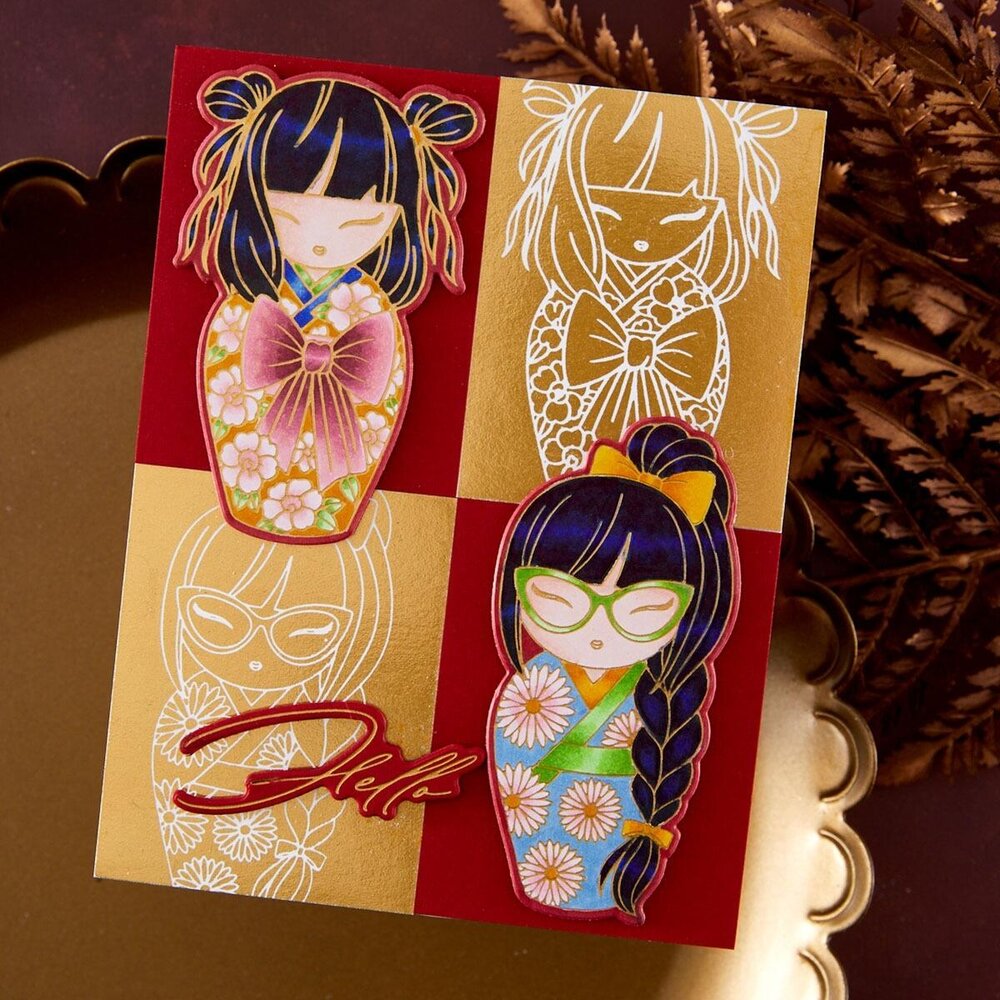 Spellbinders PRE-ORDER Autumn in Kyoto Press + Foil Plate & Die Set (BP-379)