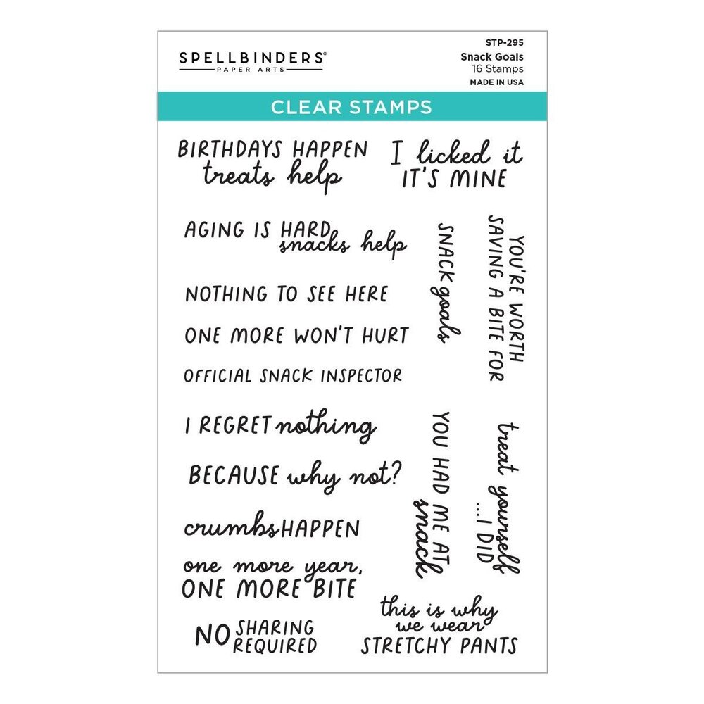 Spellbinders PRE-ORDER Snack Goals Clear Stamp Set (STP-295) Spellbinders PRE-ORDER Snack Goals Clear Stamp Set (STP-295)