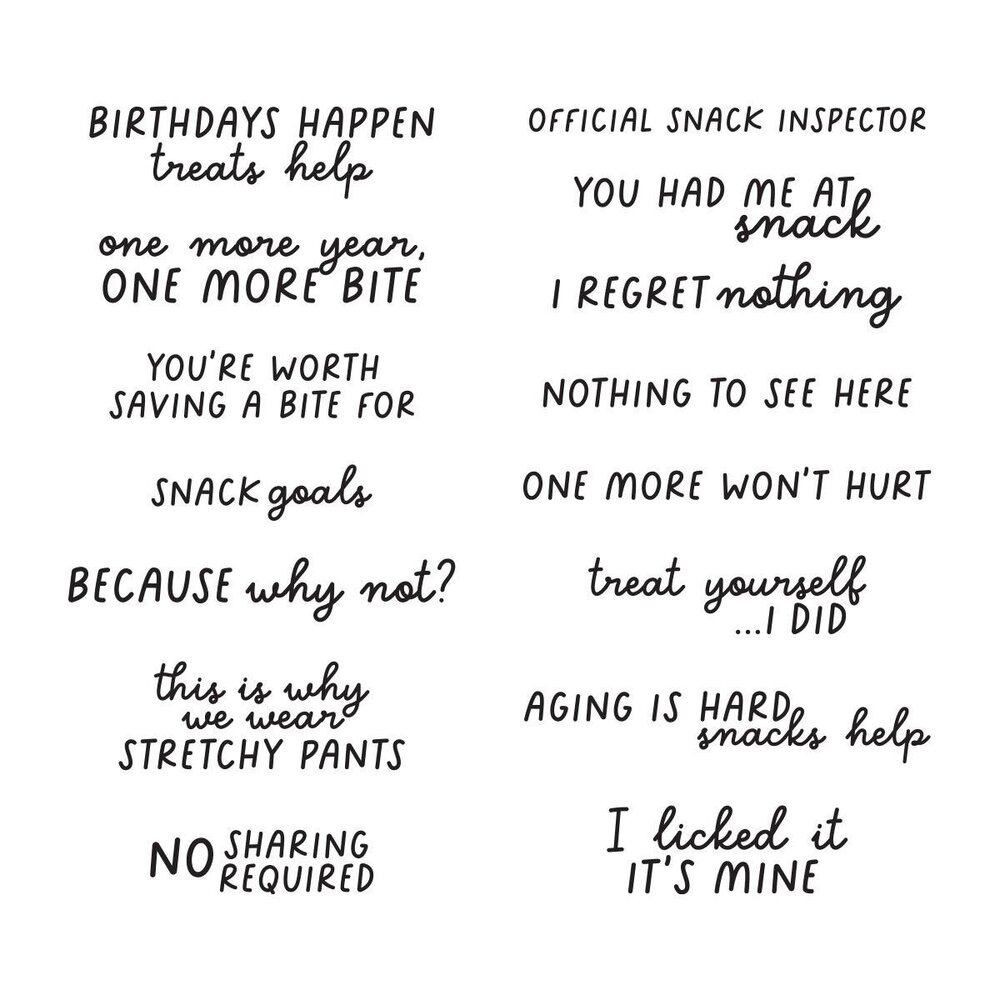 Spellbinders PRE-ORDER Snack Goals Clear Stamp Set (STP-295) Spellbinders PRE-ORDER Snack Goals Clear Stamp Set (STP-295)