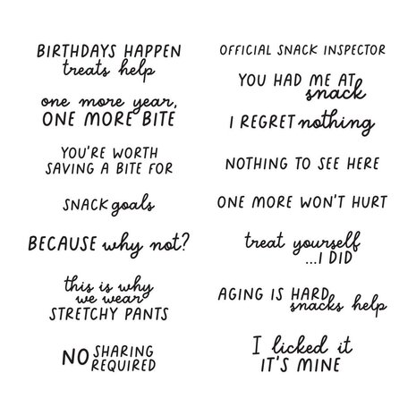 Spellbinders PRE-ORDER Snack Goals Clear Stamp Set (STP-295) Spellbinders PRE-ORDER Snack Goals Clear Stamp Set (STP-295)